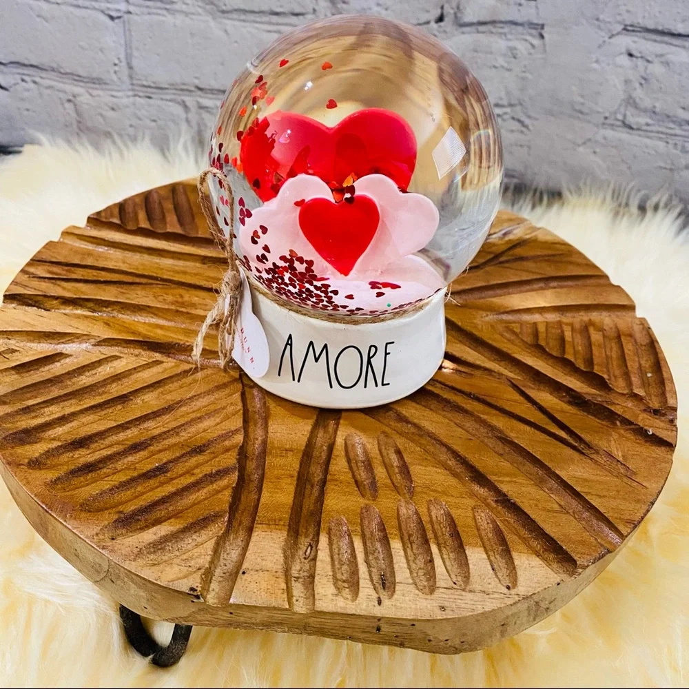 Rae Dunn AMORE Hearts Snow Globe Birthday Holiday Gift - Picture 2 of 5